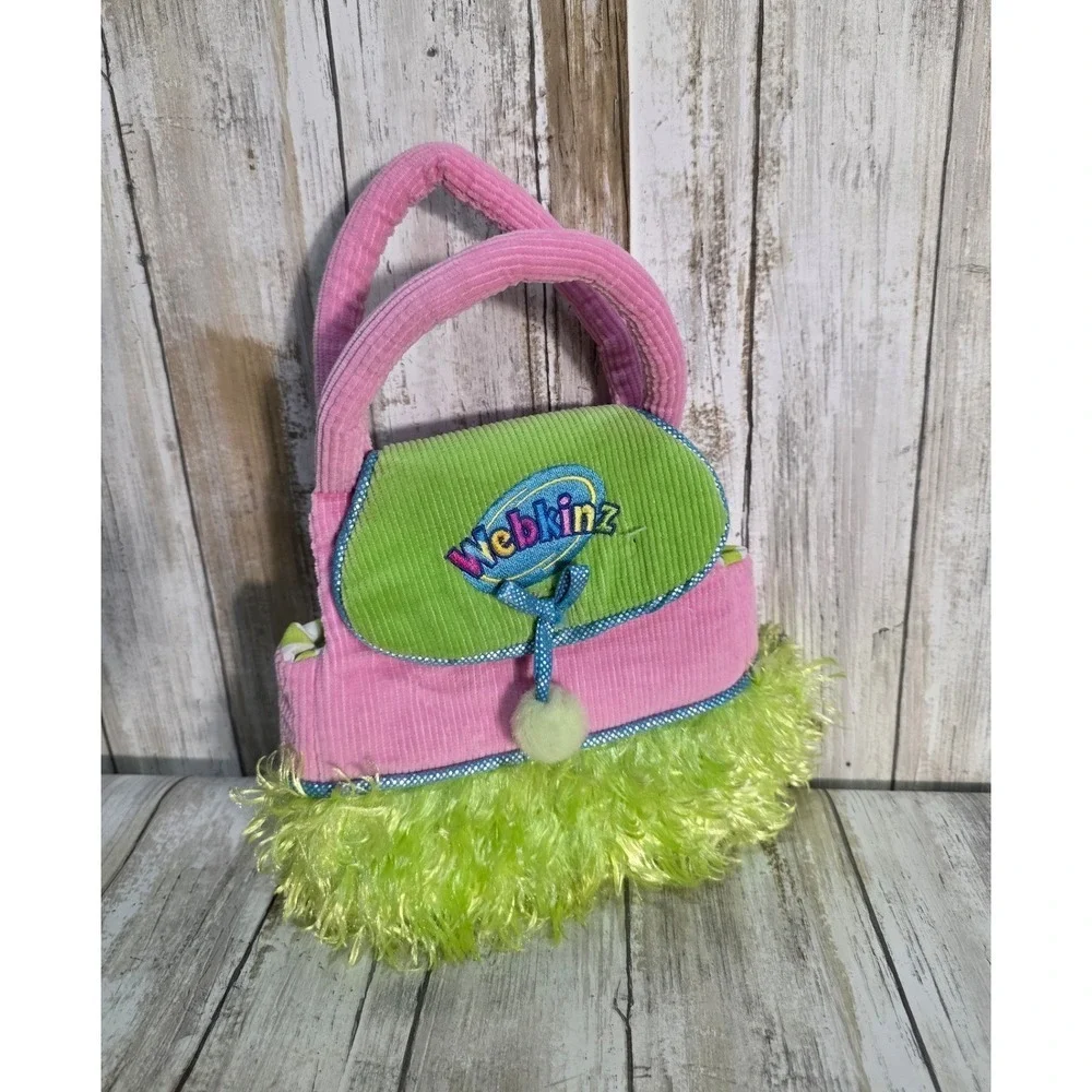 Ganz Webkinz HC100 Carrier Purse Pink Green Corduroy Plush Kids Accessory